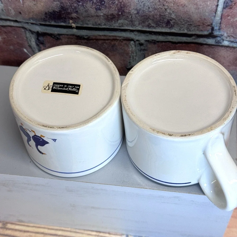 Vintage Rosenthal Netter Blue Geese Creamer Sugar Bowl Set W Lid Granny Core‎